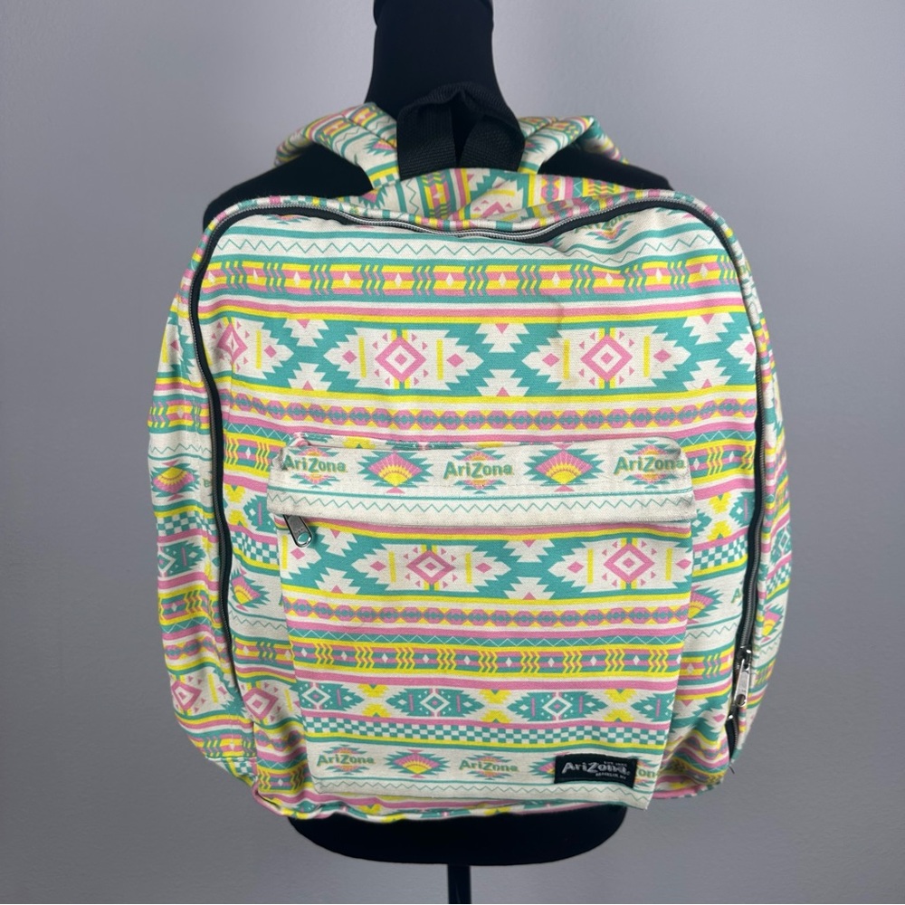 RARE Arizona Iced Tea Aztec Southwestern Colorful Tribal Print Canvas Backpack